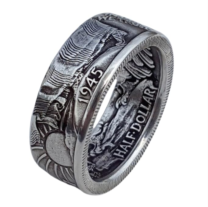 LRGKMCWTOB 925 Sterling Silver Vintage Morgan Dollar Coin Ring - American Coin Design Fashion Jewelry Handmade Ring (Size 11) - Image 1
