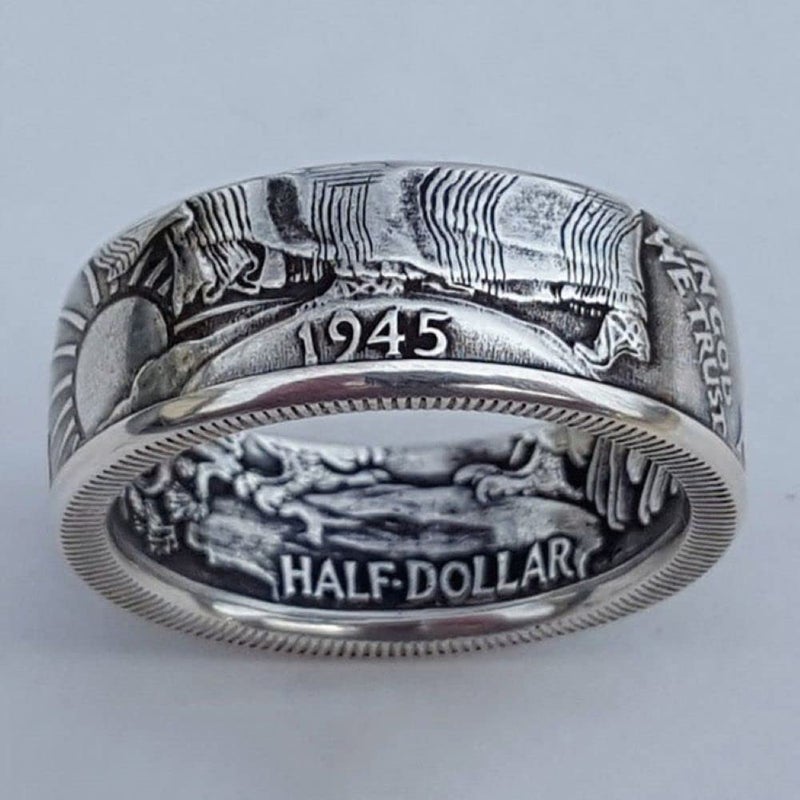 LRGKMCWTOB 925 Sterling Silver Vintage Morgan Dollar Coin Ring - American Coin Design Fashion Jewelry Handmade Ring (Size 11) - Image 3