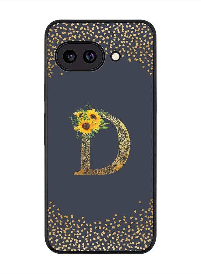 Stylizedd For Google Pixel 9a Case,Slim fit Camera Protection, Shockproof Thin Phone cover  - Custom Floral Monogram - D  (Grey )