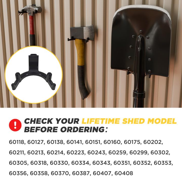 LITGURU Tool Hook for Lifetime Shed Accessories 12 Pcs ABS Storage Shed Hooks for Electric Hand Gardening Tools Does Not Work on Horizontal Siding Sheds Black - Image 3