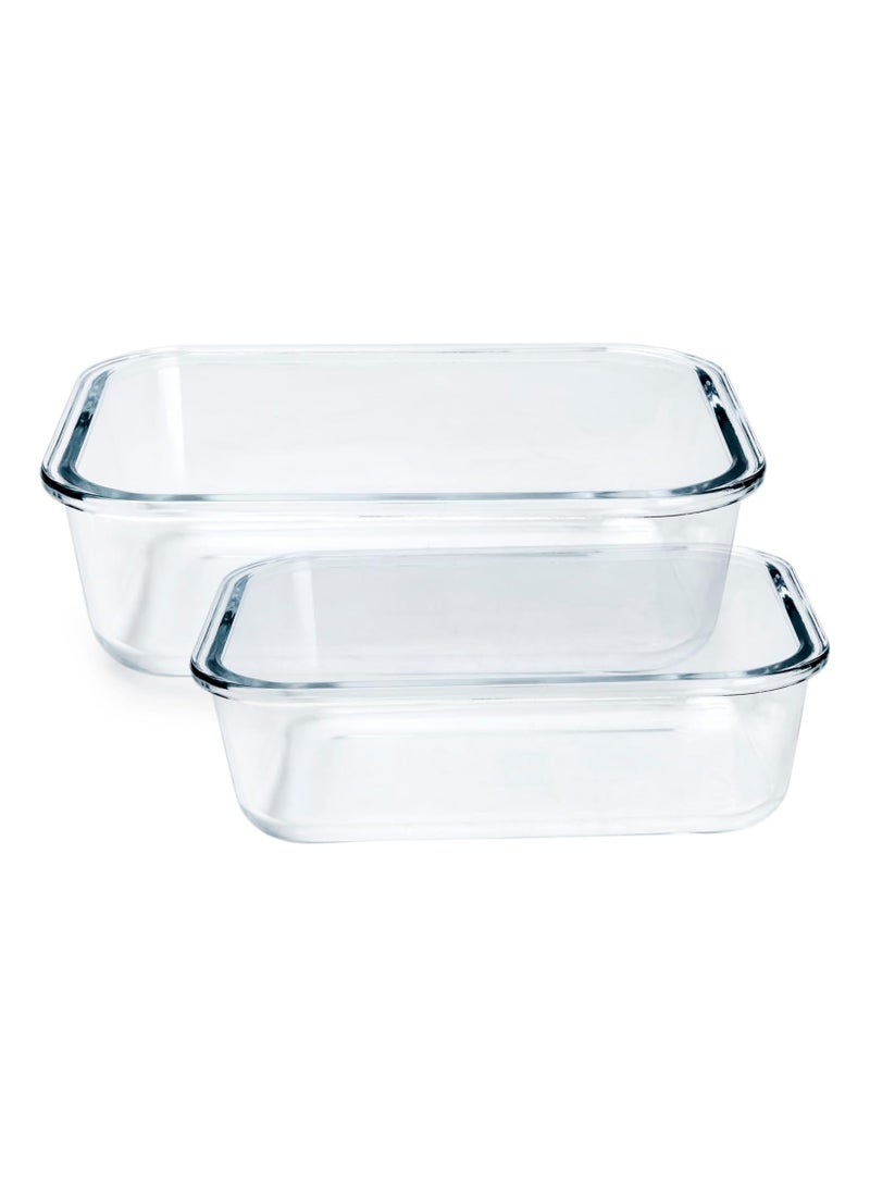 Mondex طقم حفظ الطعام من زجاج البورسليكات من موندكس 2 قطعة حاوية تخزين الطعام صندوق غداء مع فتحات تهوية - سعة 350 مل + 650 مل، فتحات هواء قابلة للفتح وآمنة، أختام سيليكون، أغطية بلاستيكية - Image 2