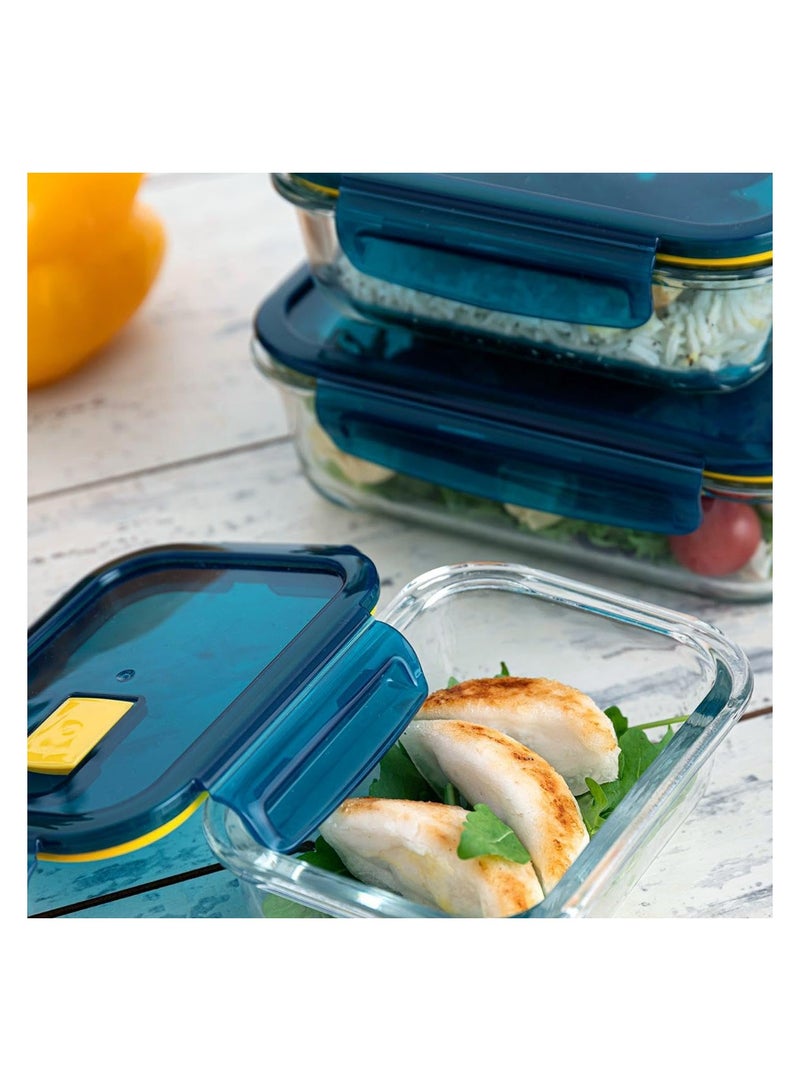 Mondex طقم حفظ الطعام من زجاج البورسليكات من موندكس 2 قطعة حاوية تخزين الطعام صندوق غداء مع فتحات تهوية - سعة 350 مل + 650 مل، فتحات هواء قابلة للفتح وآمنة، أختام سيليكون، أغطية بلاستيكية - Image 5