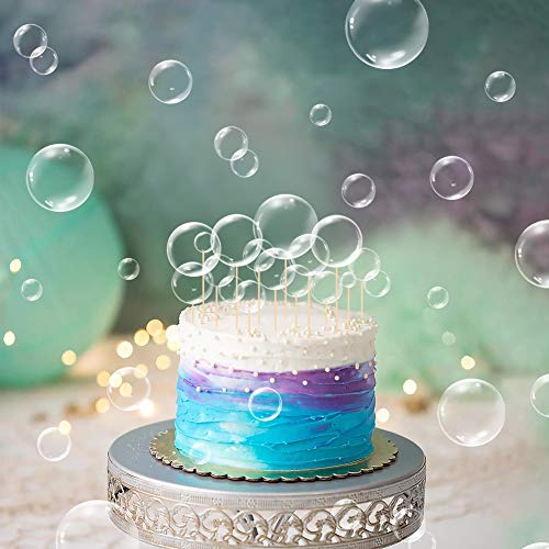 Lotus Mann 54Pcs Clear Flat Bubble Cake Decorations For Under Sea Party Favors Childrens Party Supplies Ocean Baby Shower Mermaid Bubble Cupcake Toppers - Image 1