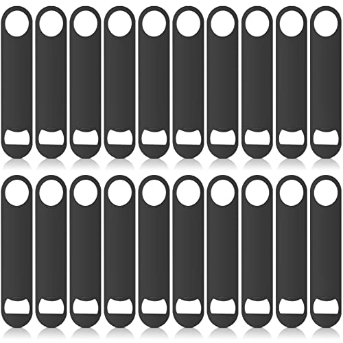 Raiten 20 Pack Flat Bottle Opener Bulk 7 Inch Stainless Steel Beer Bottle Opener Heavy Duty for Men Women Bar Kitchen Restaurant Bartender Party Supplies(Black) - Image 1