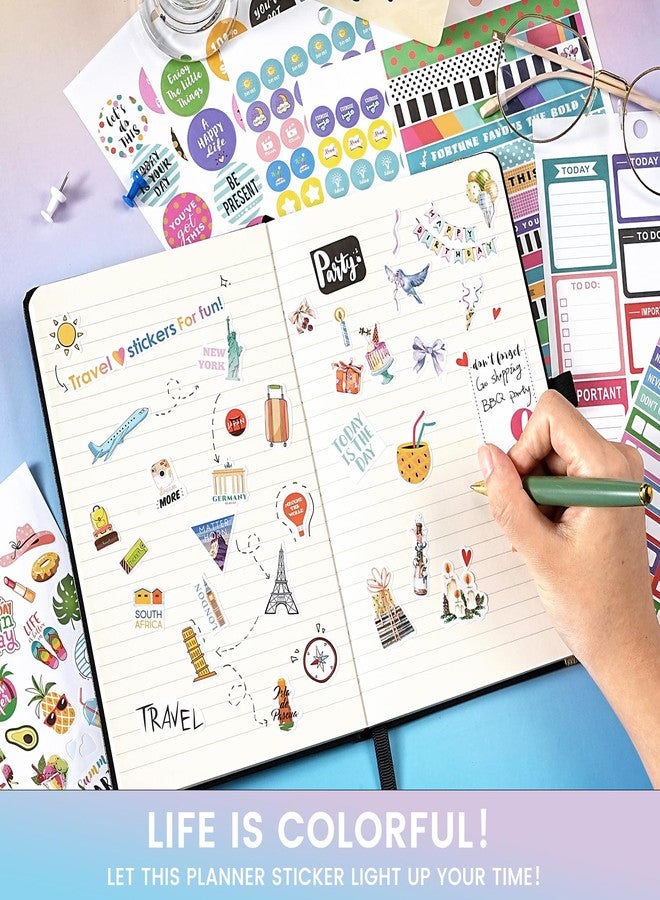Shoparr Planner Stickers - Calendar Stickers for Decorating, 28 Sheets Daily Planner Accessories for Celebrations, Holidays, Journaling, 1800+ Sticker for Kids/Adults, Scrapbook Supplies - Khaki - Image 4