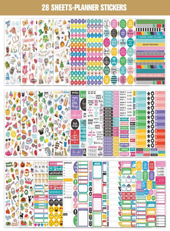 Shoparr Planner Stickers - Calendar Stickers for Decorating, 28 Sheets Daily Planner Accessories for Celebrations, Holidays, Journaling, 1800+ Sticker for Kids/Adults, Scrapbook Supplies - Khaki - Image 3