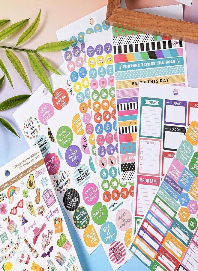 Shoparr Planner Stickers - Calendar Stickers for Decorating, 28 Sheets Daily Planner Accessories for Celebrations, Holidays, Journaling, 1800+ Sticker for Kids/Adults, Scrapbook Supplies - Khaki - Image 2