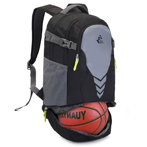 Bseash 35L Basketball Backpack Large Sports Bag with Separate Ball compartment, for Basketball Soccer Volleyball Swim Gym Travel (Black) - Image 1