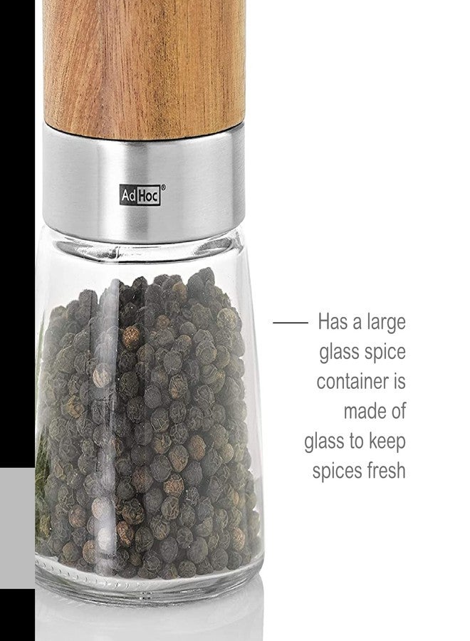 AdHoc Akasia Wood Salt or Pepper Mill - Salt & Pepper Seasoning Mill - Manual & Adjustable Grinder for Modern Kitchens - Image 5