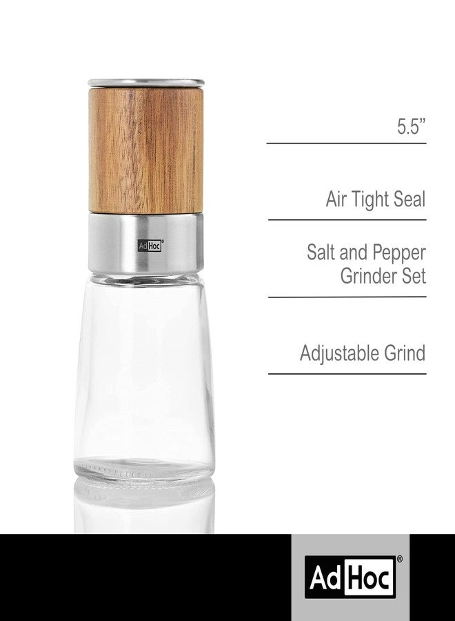 AdHoc Akasia Wood Salt or Pepper Mill - Salt & Pepper Seasoning Mill - Manual & Adjustable Grinder for Modern Kitchens - Image 3