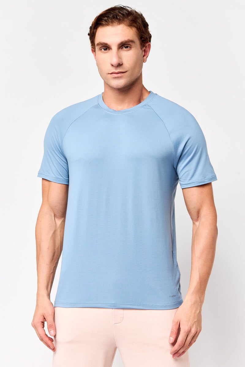 MOTION Men Sportswear Fit Short Sleeve Training T-Shirt, Dusty Blue - Image 1