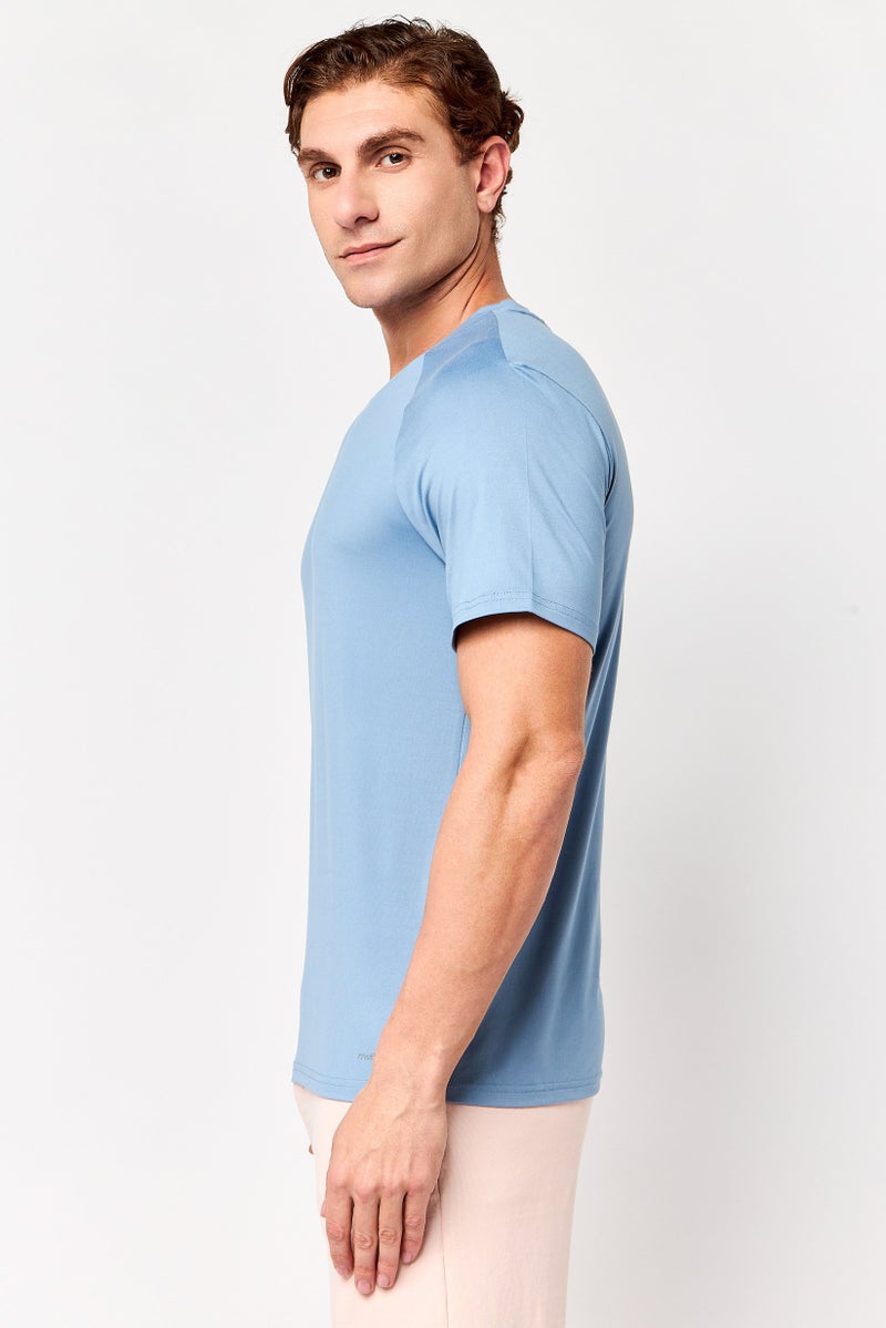 MOTION Men Sportswear Fit Short Sleeve Training T-Shirt, Dusty Blue - Image 3