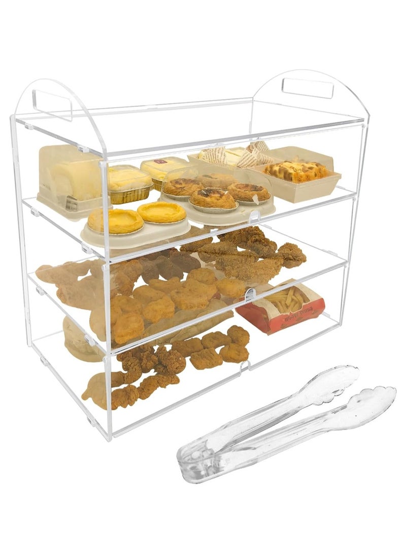 TPGP 3 Tiers Clear Counter Top Bakery Display Case Pastry Display Cabinet 19.49"x14.96"x10.23" Party Desserts Rack Cake Bread Stand, Food Level PC Panels + Handel Design  - Image 1