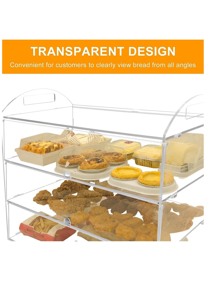 TPGP 3 Tiers Clear Counter Top Bakery Display Case Pastry Display Cabinet 19.49"x14.96"x10.23" Party Desserts Rack Cake Bread Stand, Food Level PC Panels + Handel Design  - Image 2
