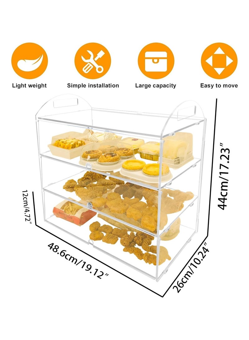 TPGP 3 Tiers Clear Counter Top Bakery Display Case Pastry Display Cabinet 19.49"x14.96"x10.23" Party Desserts Rack Cake Bread Stand, Food Level PC Panels + Handel Design  - Image 5