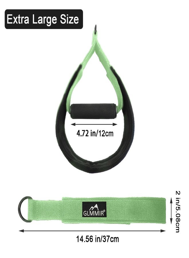 GLMMIR Pilates Double Loop Straps for Pilates Reformer, Fitness Metal D Ring Straps Handle, Pilate Accessories Yoga Wristbands Exercise Straps for Gym Home Workout 2PCS - Green with Handle - Image 2