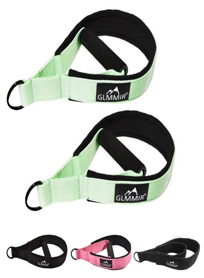GLMMIR Pilates Double Loop Straps for Pilates Reformer, Fitness Metal D Ring Straps Handle, Pilate Accessories Yoga Wristbands Exercise Straps for Gym Home Workout 2PCS - Green with Handle - Image 1