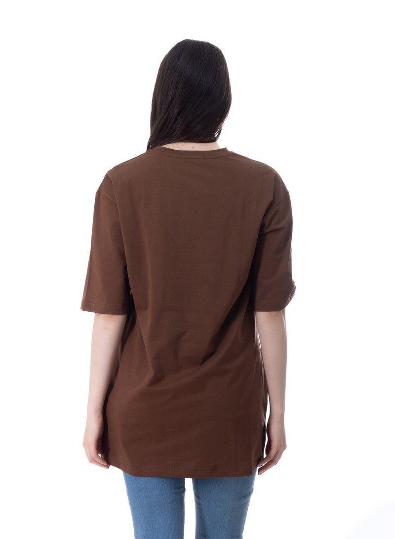 بيبو تيشيرت حريمي طويل اكمام قصيرة مطبوع - Image 2