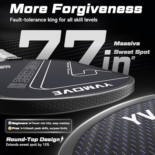 YVMOVE Pickleball Paddle with T700 Raw Carbon Fiber Surface & 16mm STR-Core Power Polymer Core, Premium Pickle Ball Racket Designed for Ultimate Spin & Consistency, USAPA Approved - Image 4