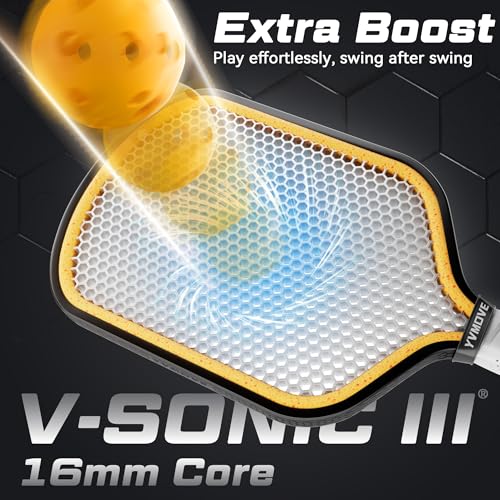 YVMOVE Pickleball Paddle with T700 Raw Carbon Fiber Surface & 16mm STR-Core Power Polymer Core, Premium Pickle Ball Racket Designed for Ultimate Spin & Consistency, USAPA Approved - Image 3