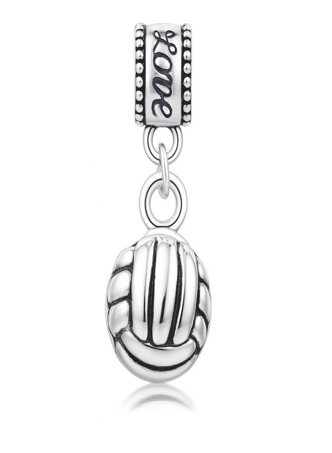 Sportybella Volleyball Charm Bead - Silver-Plated Dangle Charm for Sports Lovers - Compatible with Pandora, Troll, Chamilia & European Bracelets - Volleyball Jewelry & Accessories - Gift for Players & Fans - Image 1