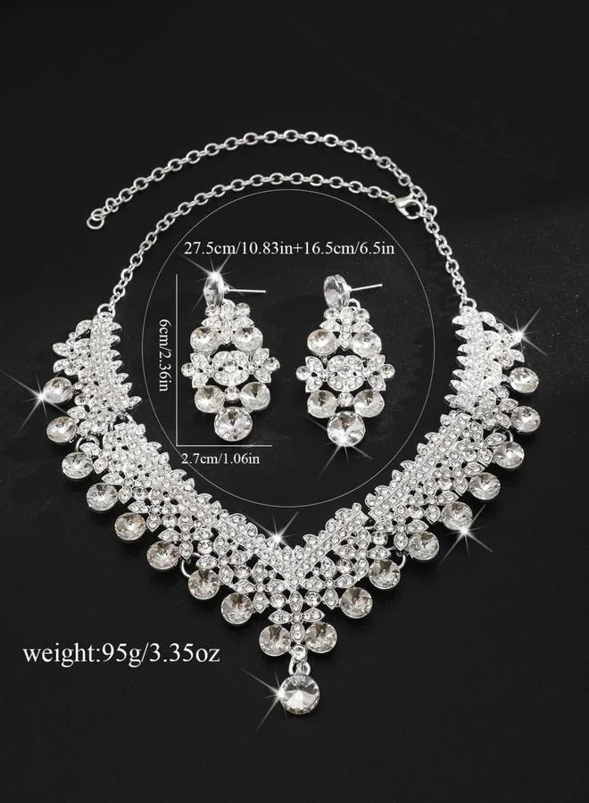 Take Two  2-Piece Embellished Rhinestone Drop Necklace and Earrings Jewelry Set for Women | Best Price UAE