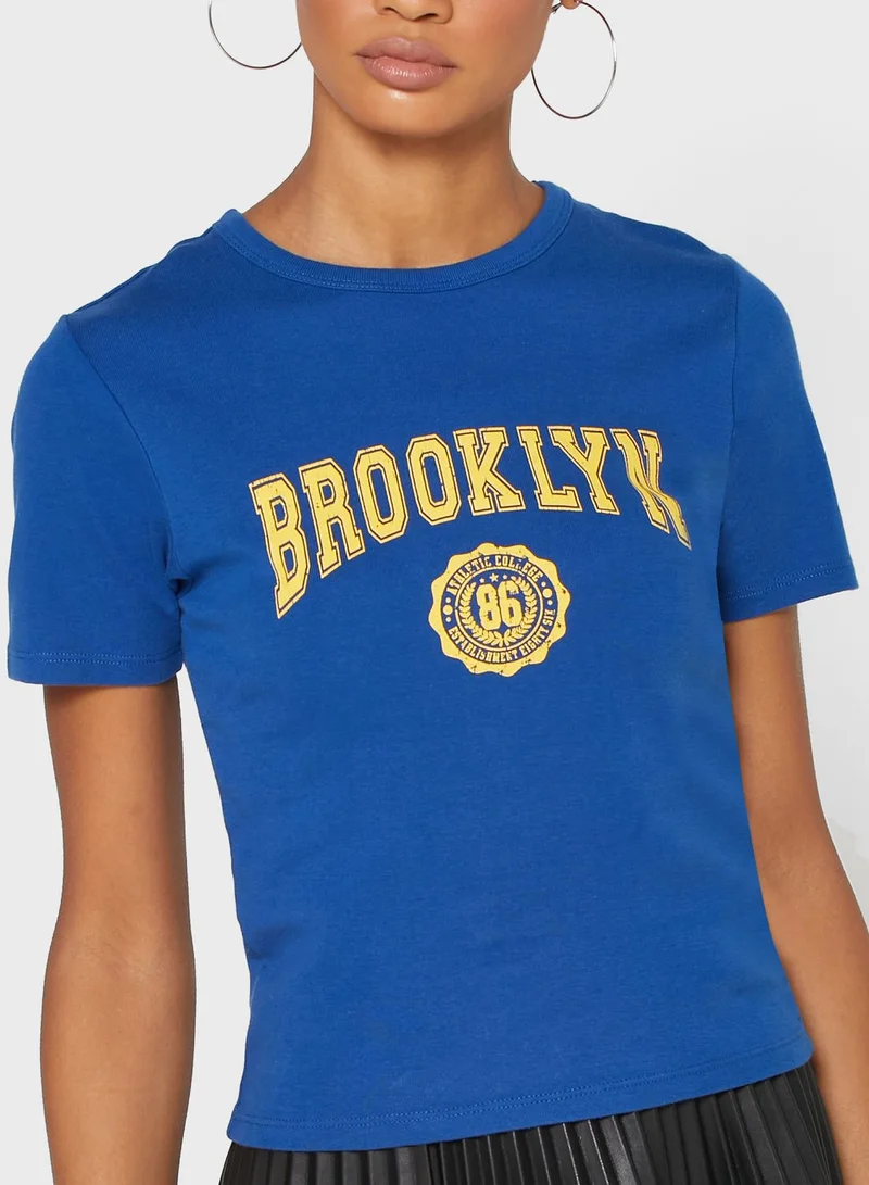 TOPSHOP Blue Brooklyn Collegiate Top