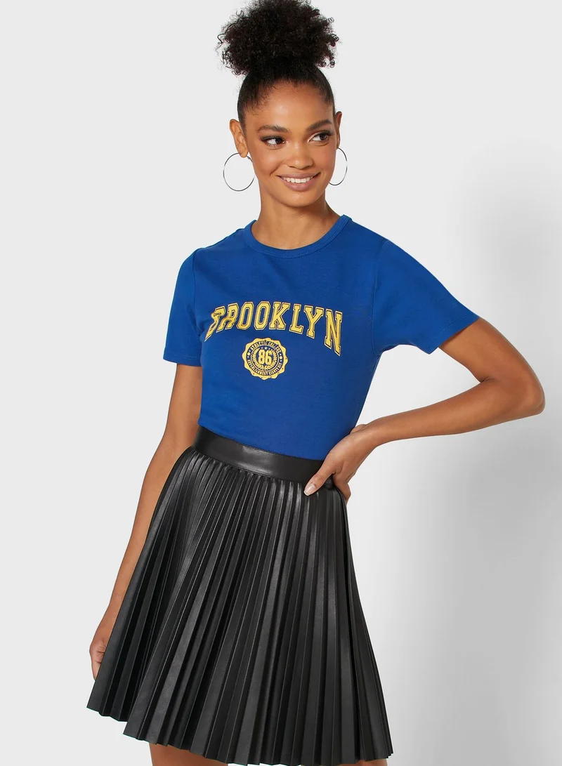 TOPSHOP Blue Brooklyn Collegiate Top