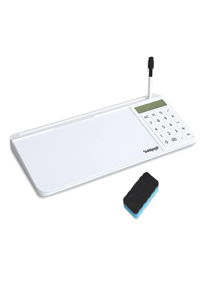 oddpod™ ScribeMate Pro Dry Erase Writing Board with Calculator & Desk Organiser/Acrylic Whiteboard with Storage Caddy & Phone/Tablet Holder with Marker & Duster for Office & Work from Home - White - Image 5