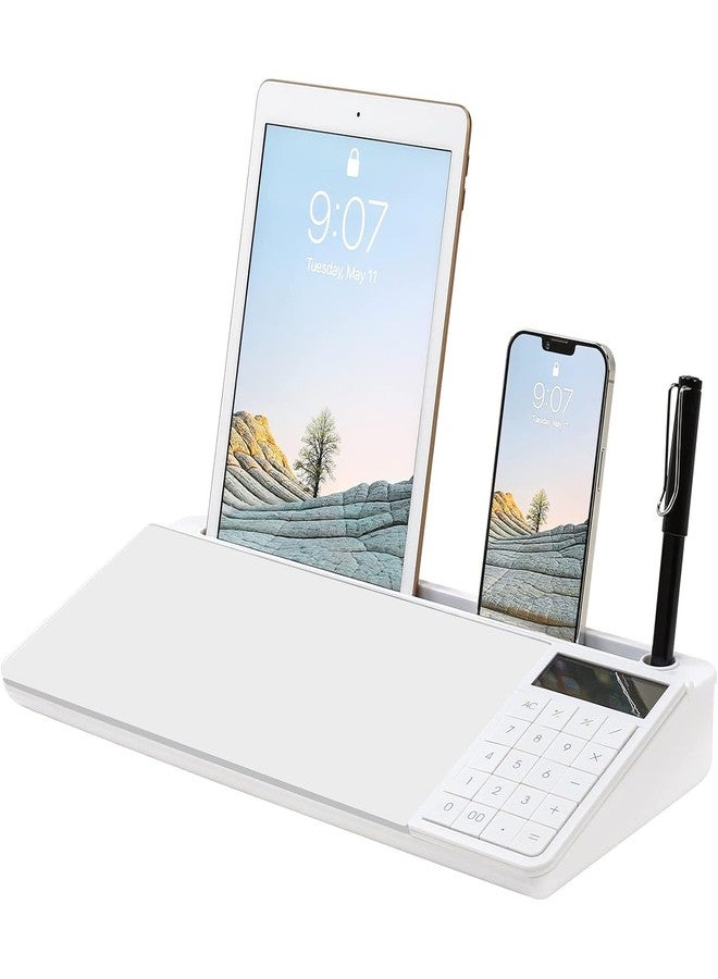 oddpod™ ScribeMate Pro Dry Erase Writing Board with Calculator & Desk Organiser/Acrylic Whiteboard with Storage Caddy & Phone/Tablet Holder with Marker & Duster for Office & Work from Home - White - Image 1