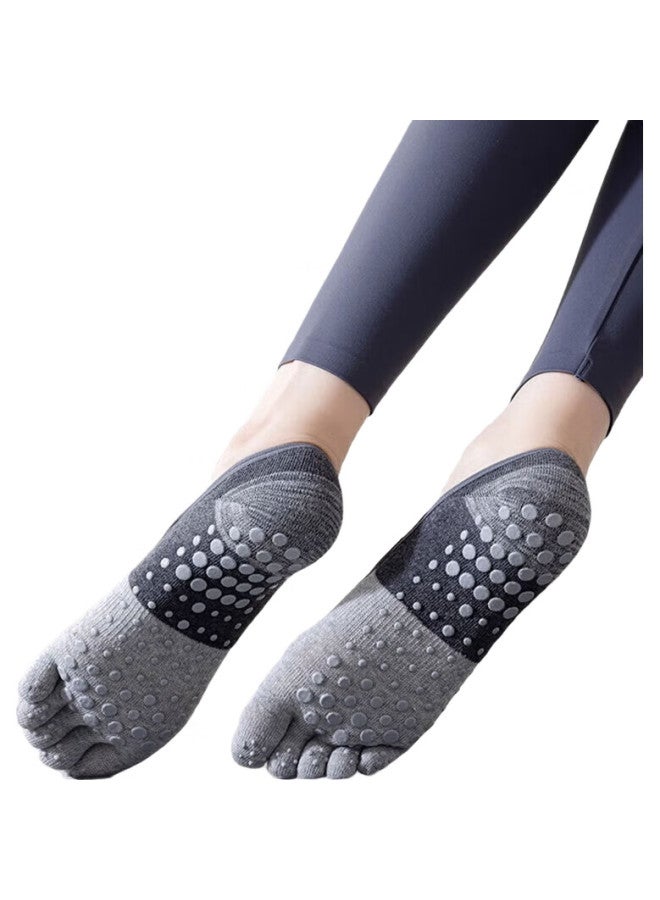 Dweck Yoga Socks, Five-Toe Thin Style, Separate Toe, Fitness, Non-Slip, Shock-Absorbing, Pilates, Women'S Boat Socks, Gray, 2 Pairs - Image 1