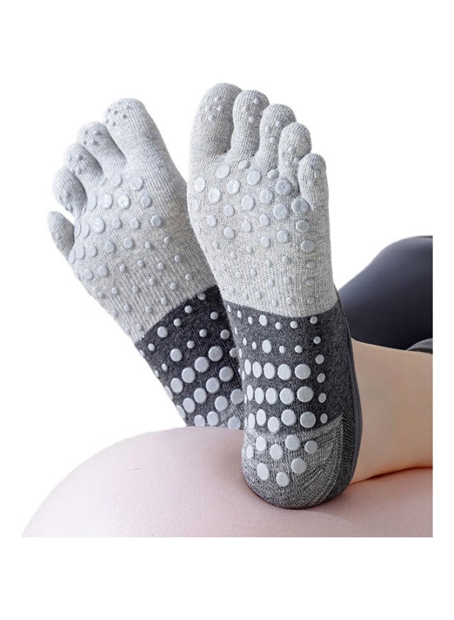 Dweck Yoga Socks, Five-Toe Thin Style, Separate Toe, Fitness, Non-Slip, Shock-Absorbing, Pilates, Women'S Boat Socks, Gray, 2 Pairs - Image 3