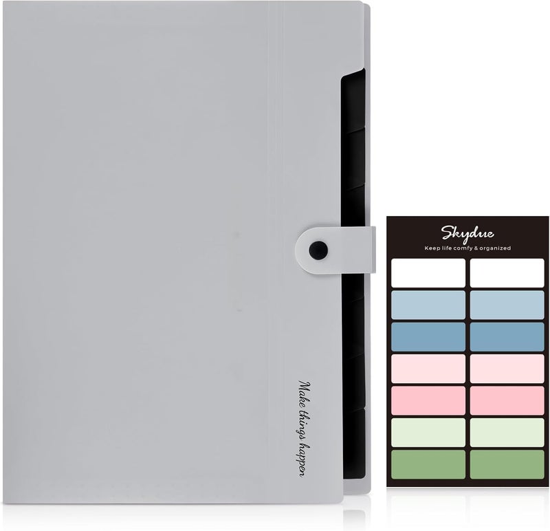 Skydue Accordion File Organizer, 8 Pockets Expanding File Folders, Portable Document Paper Organizer, Home College School Office Supplies, Letter Size Gray - Image 2