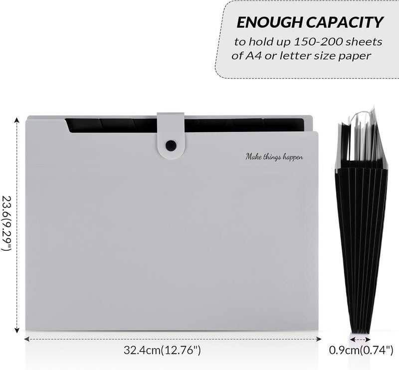 Skydue Accordion File Organizer, 8 Pockets Expanding File Folders, Portable Document Paper Organizer, Home College School Office Supplies, Letter Size Gray - Image 5