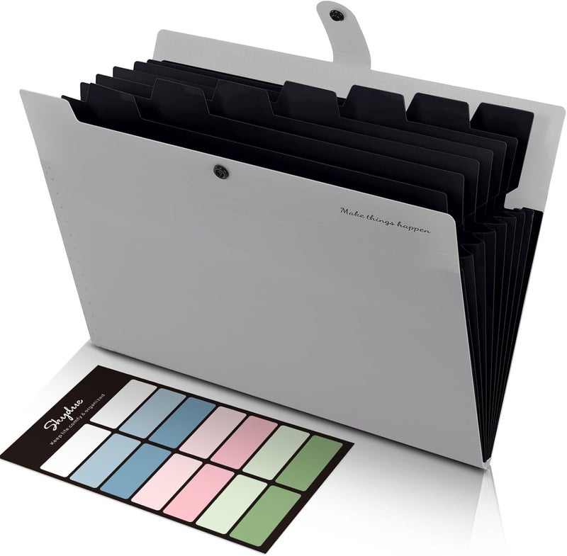 Skydue Accordion File Organizer, 8 Pockets Expanding File Folders, Portable Document Paper Organizer, Home College School Office Supplies, Letter Size Gray - Image 1