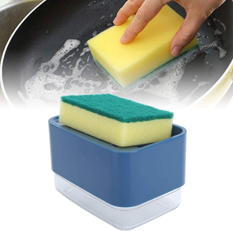 ويوبلز موزع صابون سائل أوتوماتيكي يعمل بالضغط، 2 في 1 مع حامل إسفنجة لحوض المطبخ (أزرق) - Image 5