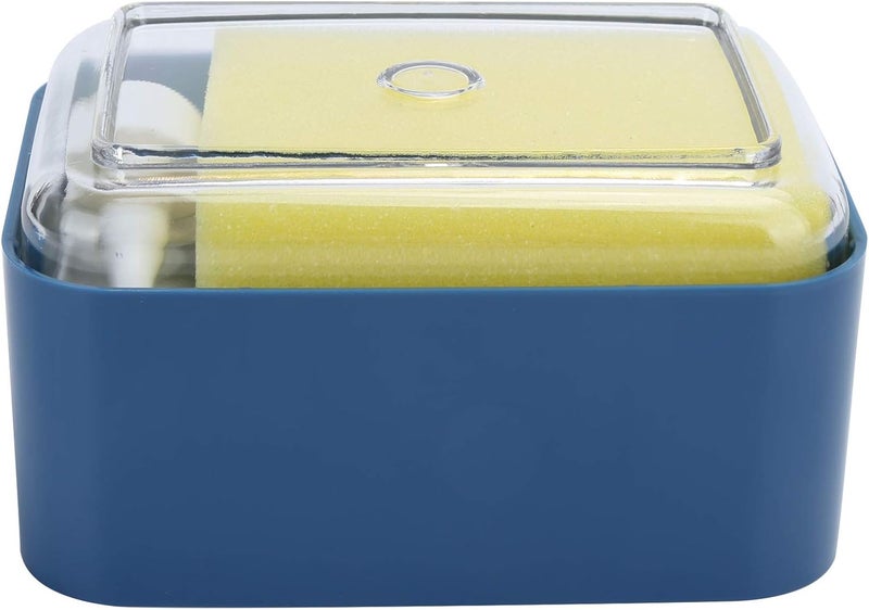 ويوبلز موزع صابون سائل أوتوماتيكي يعمل بالضغط، 2 في 1 مع حامل إسفنجة لحوض المطبخ (أزرق) - Image 1