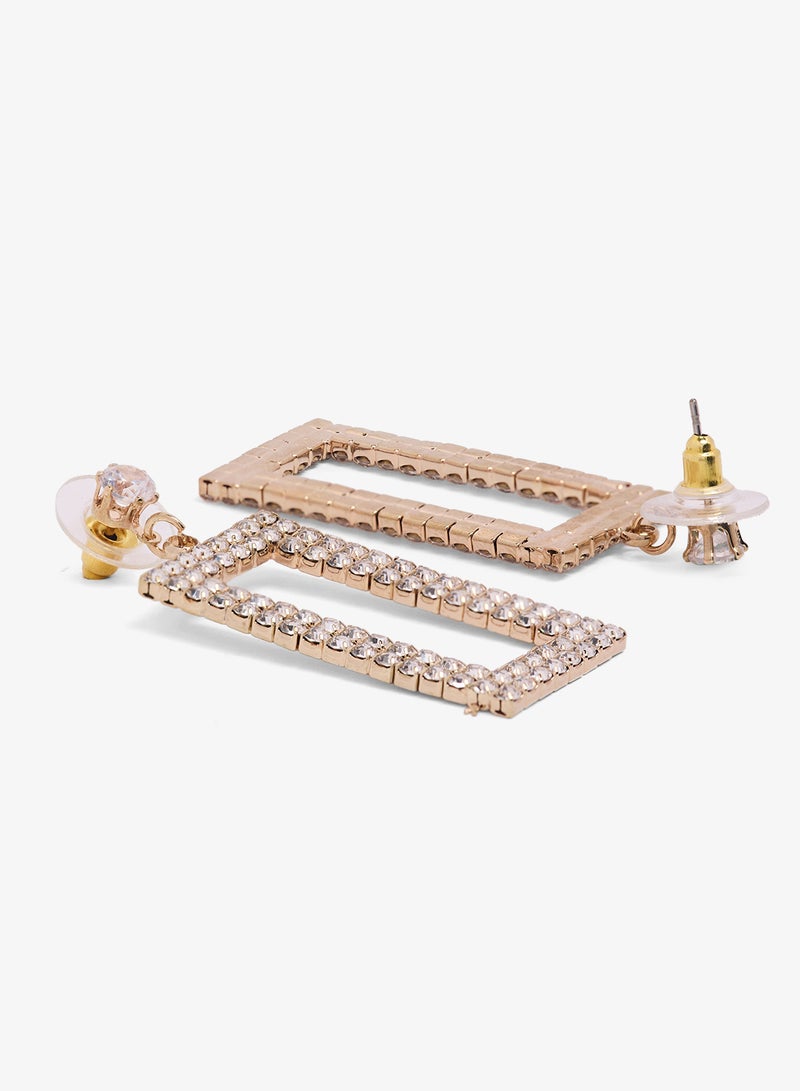 ايلا ليمتد اديشن أقراط متدلية مرصعة بالكريستال والماس ذهبية - Image 2
