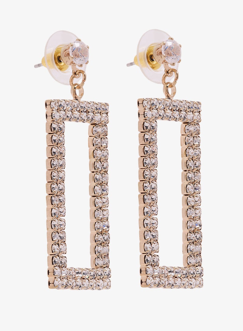 ايلا ليمتد اديشن أقراط متدلية مرصعة بالكريستال والماس ذهبية - Image 1