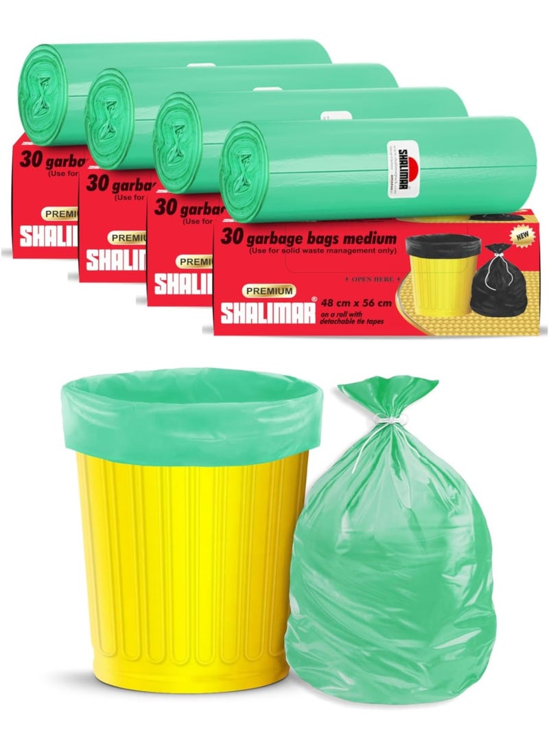 shalimar Shalimar Medium Garbage Bag – 120 Bags (4 Rolls) –  48 x 53 cm – Fits 10 to 15 Gallon Bins – Lavender Fragrance – Leak-Proof Dustbin/Trash Bags – Green  - Image 1