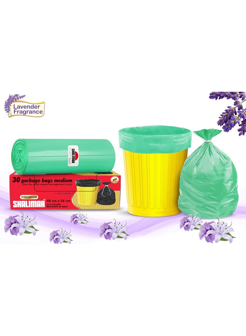 shalimar Shalimar Medium Garbage Bag – 120 Bags (4 Rolls) –  48 x 53 cm – Fits 10 to 15 Gallon Bins – Lavender Fragrance – Leak-Proof Dustbin/Trash Bags – Green  - Image 4