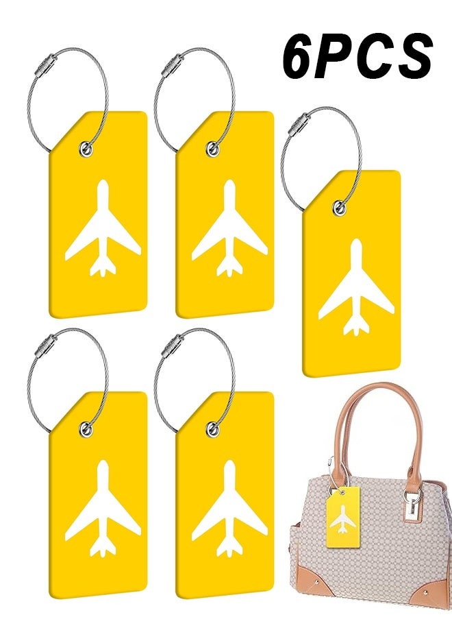 مجموعة من 6 بطاقات تعريف للأمتعة مصنوعة من السيليكون، مناسبة لحقائب السفر، تتضمن بطاقات تعريف مع غطاء جزئي للخصوصية وحلقات من الفولاذ المقاوم للصدأ لحقائب الظهر والحقائب. - Image 1