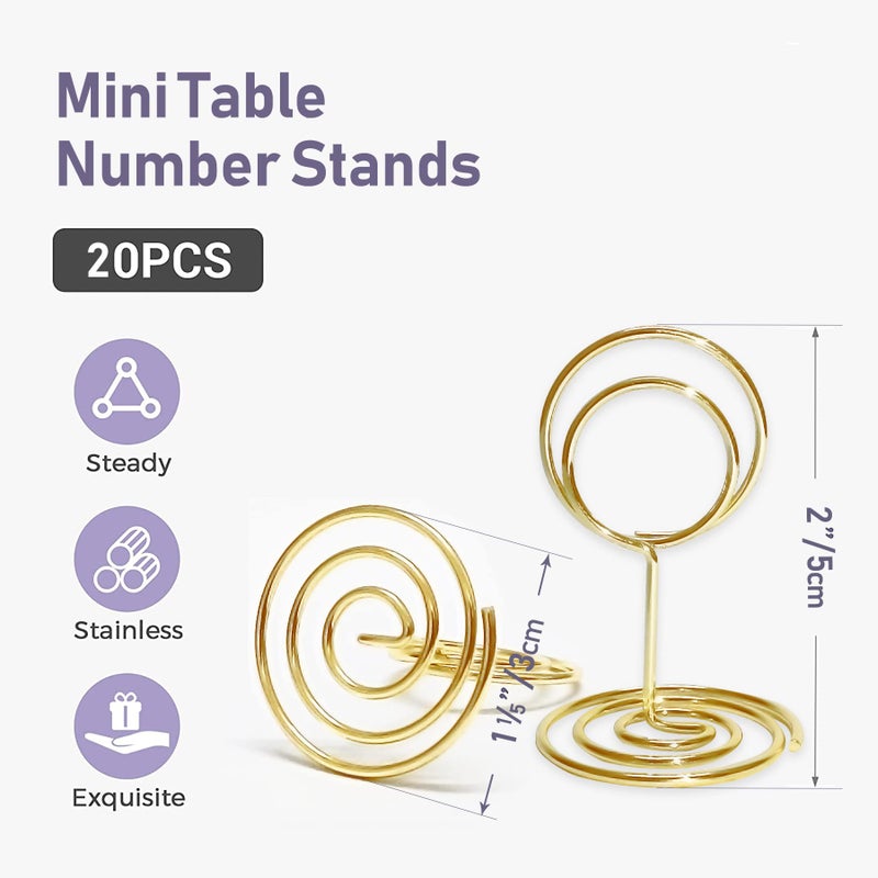 HomWanna HomWanna Table Number Holders 20Pcs - 2 Inch Mini Place Card Holder Short Table Number Stands for Wedding Party Graduation Reception Restaurant Home Centerpiece Decorations Office Memo (Gold)  - Image 4