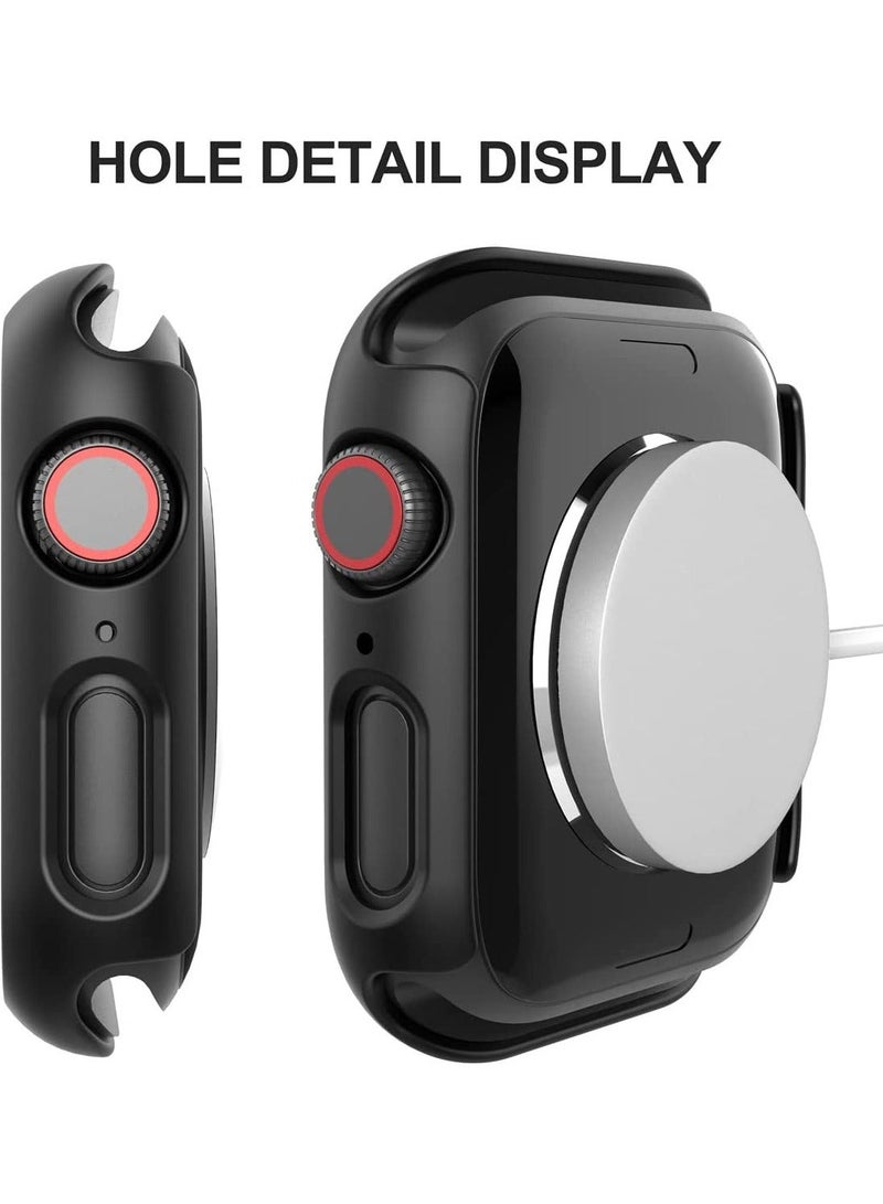 Y&D Tempered Glass Screen Protector Case, 2-Pack for Apple Watch Series 8/7/6/5/4/Series SE/SE 2 45mm All-Around Black - Image 3