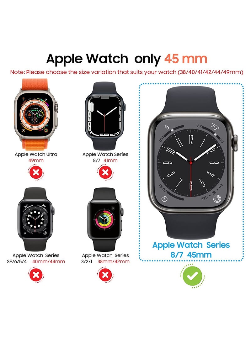 Y&D Tempered Glass Screen Protector Case, 2-Pack for Apple Watch Series 8/7/6/5/4/Series SE/SE 2 45mm All-Around Black - Image 2