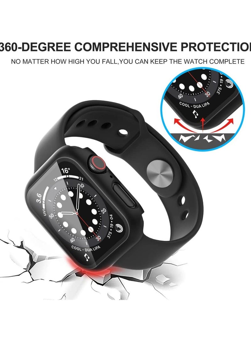 Y&D Tempered Glass Screen Protector Case, 2-Pack for Apple Watch Series 8/7/6/5/4/Series SE/SE 2 45mm All-Around Black - Image 5