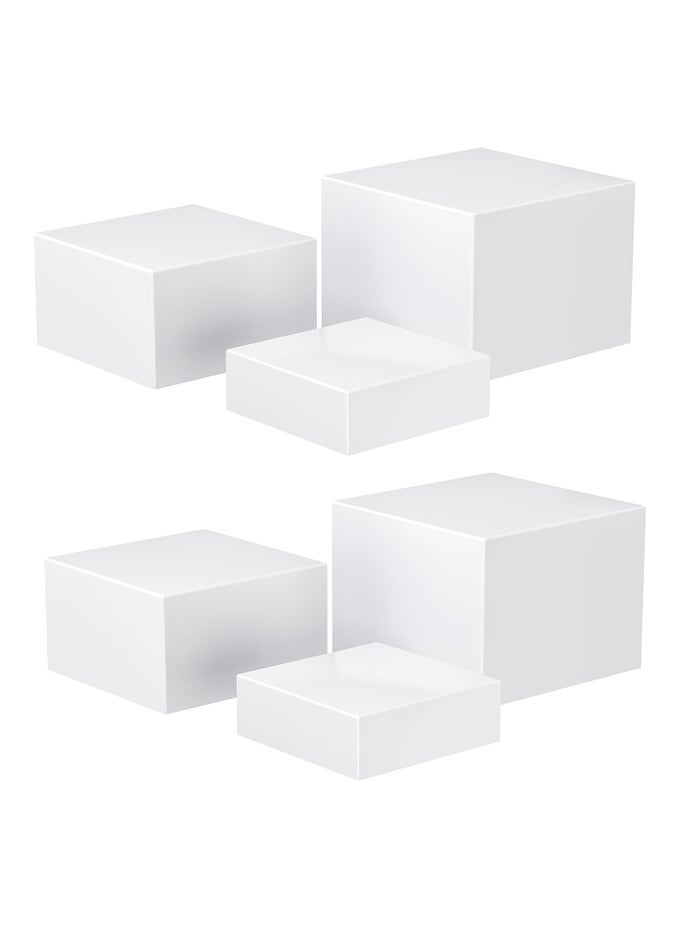 BUFFET RISERS 8''X9''X10'', FOOD RISERS FOR BUFFET TABLE, 6PCS WHITE ACRYLIC CUBE DISPLAY NESTING RISERS WITH HOLLOW BOTTOMS, ACRYLIC FOOD DISPLAY RISERS ACRYLIC BOXES