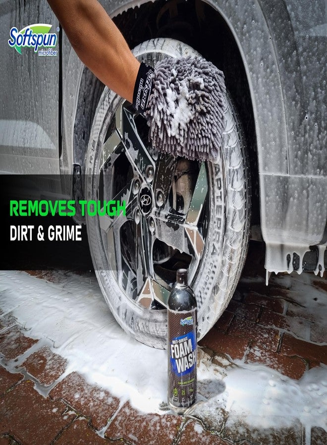 SOFTSPUN Microfiber 1Ltr Car & Bike pH Neutral Premium Liquid Shampoo+1700gsm 1pc Double Side Glove Grey Combo | Extra Suds Removes Tough Dirt & Grime | Works with Bucket & Foam Cannon - Image 4