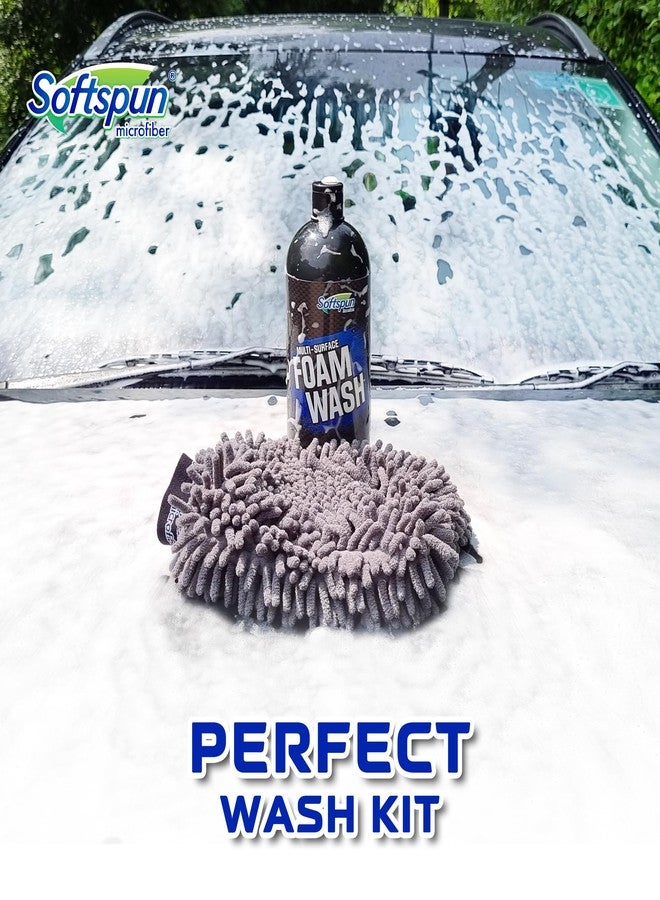 SOFTSPUN Microfiber 1Ltr Car & Bike pH Neutral Premium Liquid Shampoo+1700gsm 1pc Double Side Glove Grey Combo | Extra Suds Removes Tough Dirt & Grime | Works with Bucket & Foam Cannon - Image 5