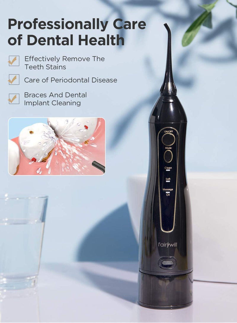 Fairywill Portable Oral Irrigator USB Rechargeable Dental Water Flosser Jet Irrigator Dental Teeth Cleaner 3 Modes 300ML - Image 3